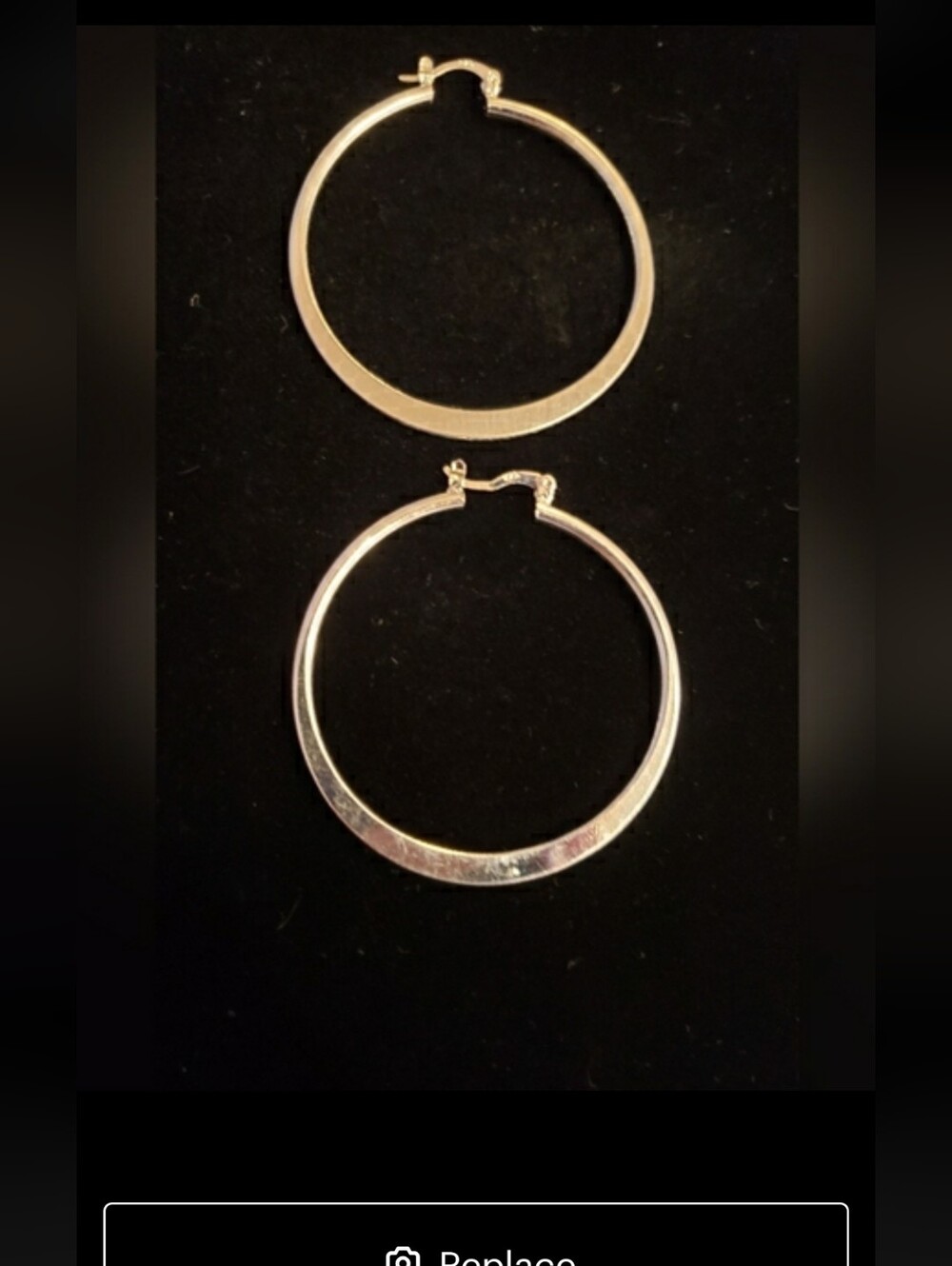 925 Stamped Silver Hoops, Extra Large, Beautifully Minimalist Flat Silver Design - Picture 2 of 3